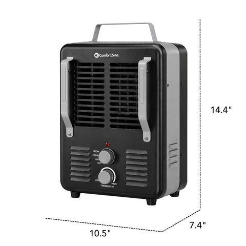 Comfort Zone CZ798BK thermostat control dial enables precise temperature settings.