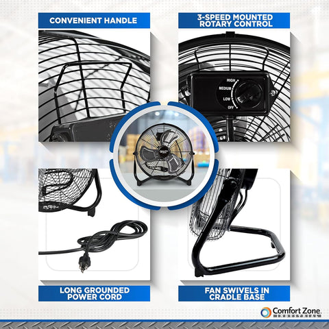 Comfort Zone CZHV14B built in carry handle enables easy room to room transport
