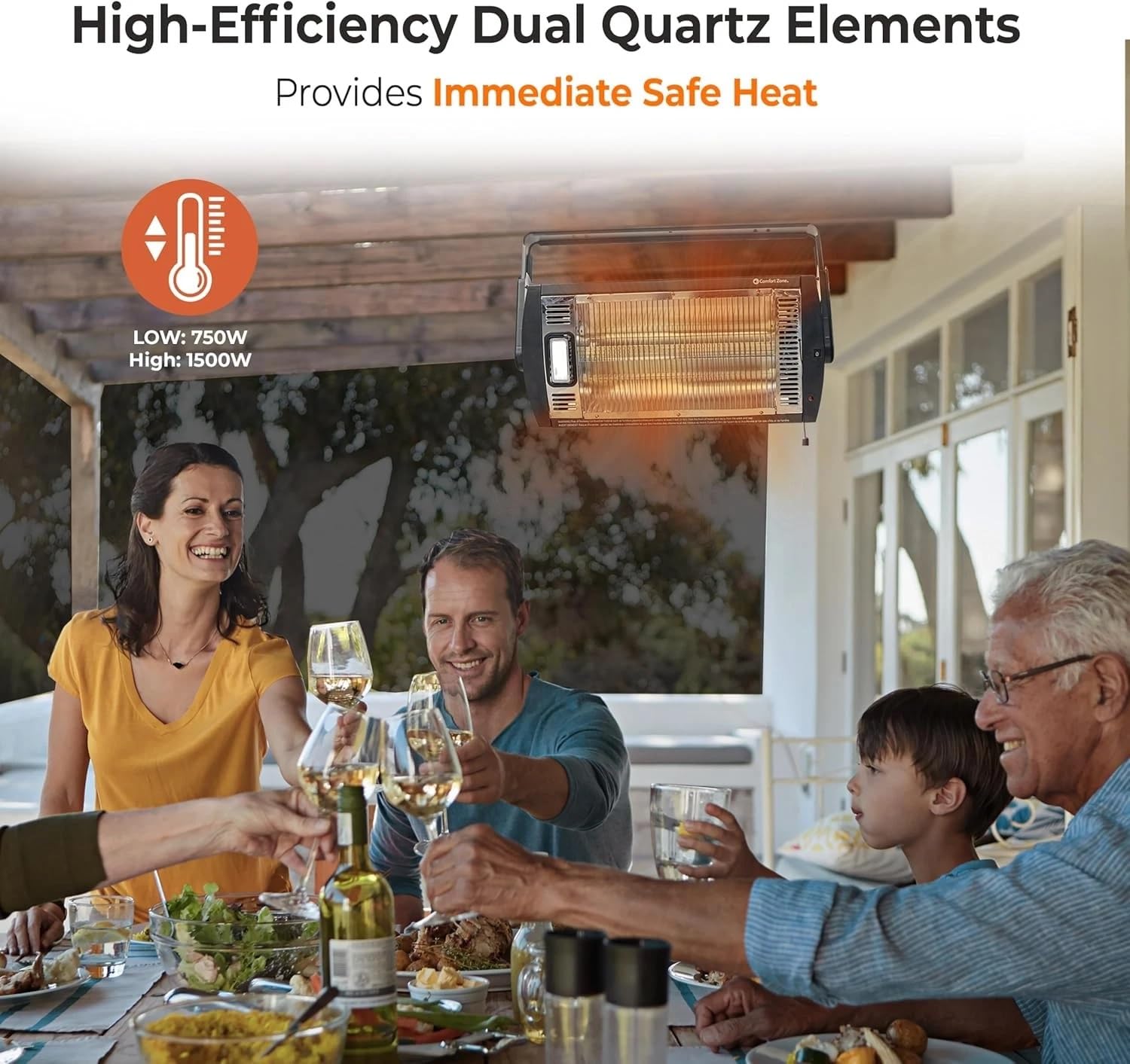 Comfort Zone dual heat settings offer scalable warmth for varying needs.