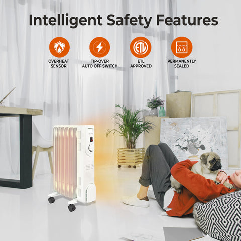 Comfort Zone radiator controls with thermostat and knobs for precise heat levels.