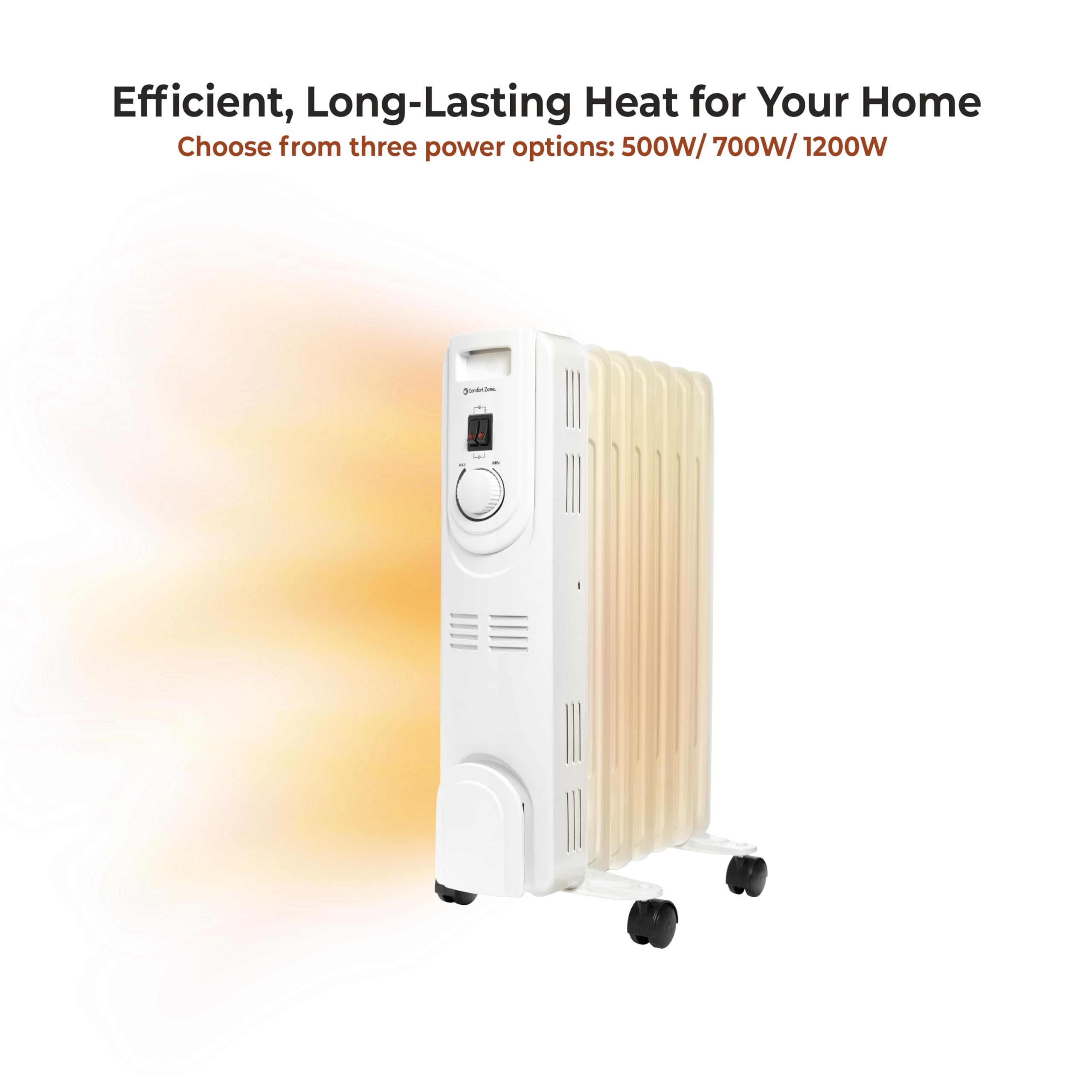 Comfort Zone overheat protection automatically shuts off to prevent overheating.