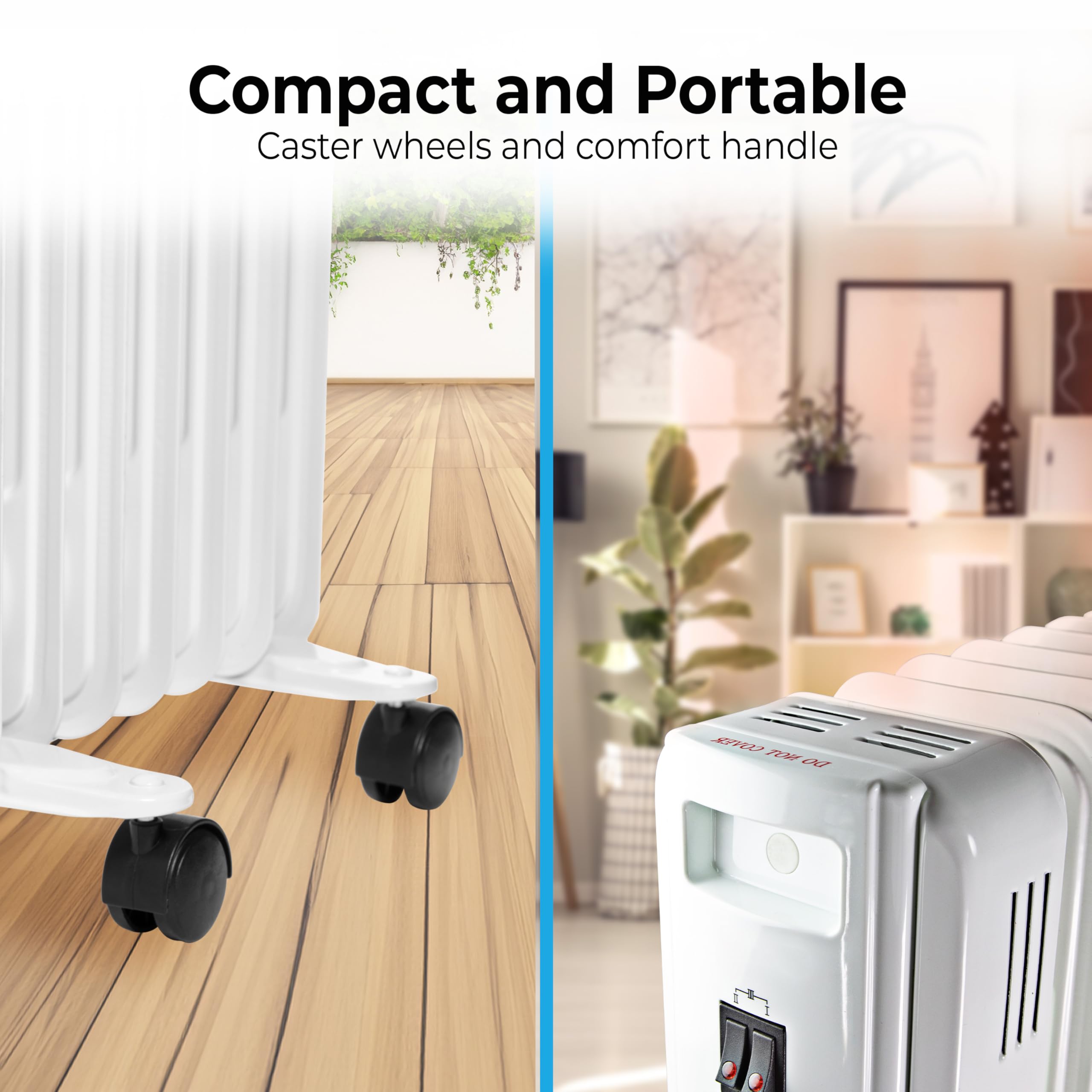 Comfort Zone radiator side vents releasing steady warmth without noise.
