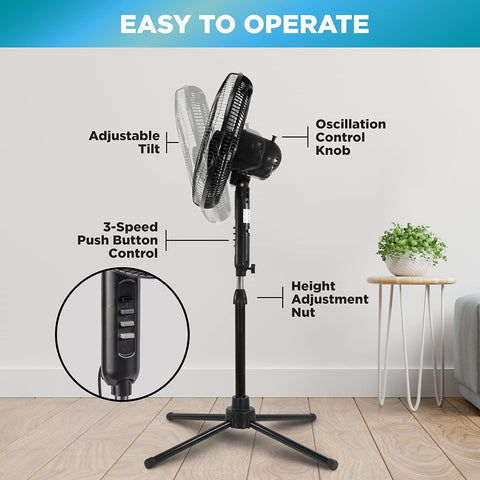 Comfort Zone folding Quad-Pod base enabling easy storage and transport.
