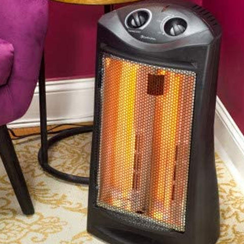 Comfort Zone quartz tower heater compact design fits in small rooms.