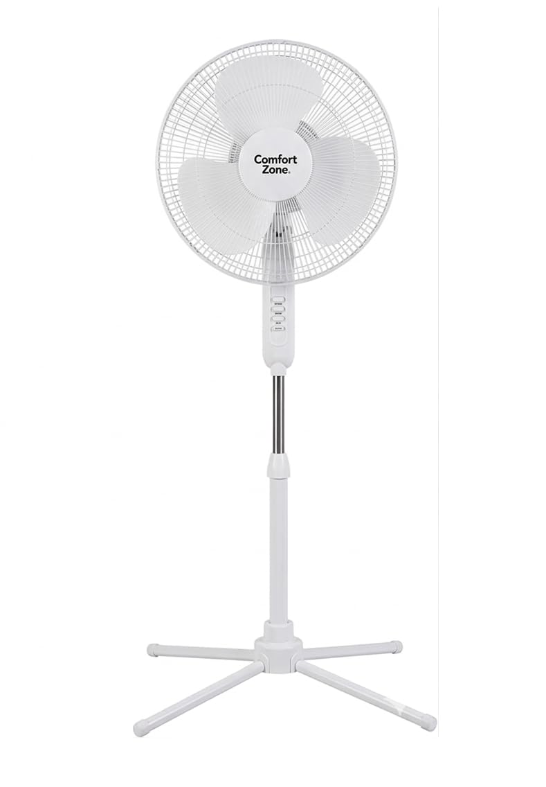 Comfort Zone stand fan base folded for compact storage.