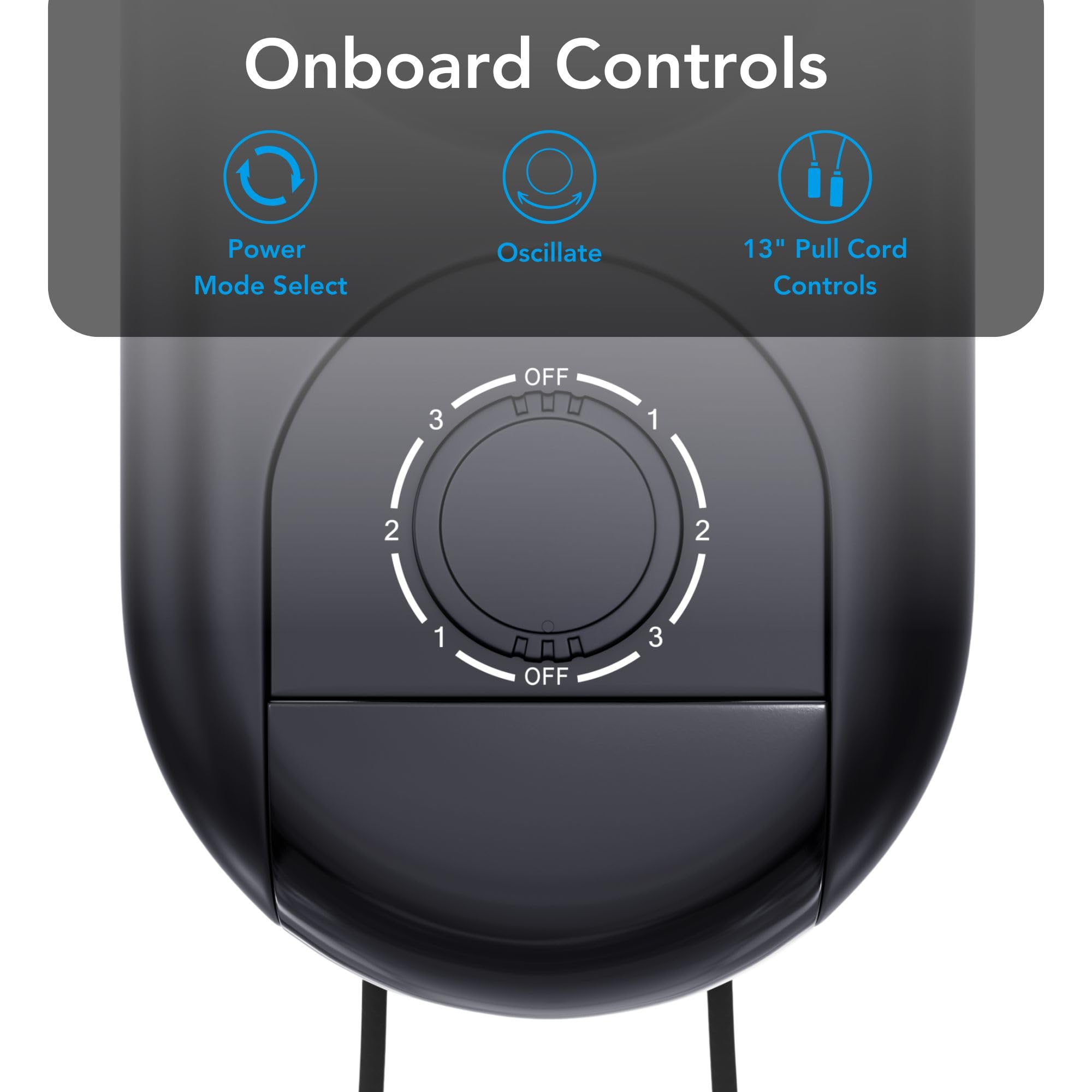 Comfort Zone wide-angle oscillation distributes air evenly across the room