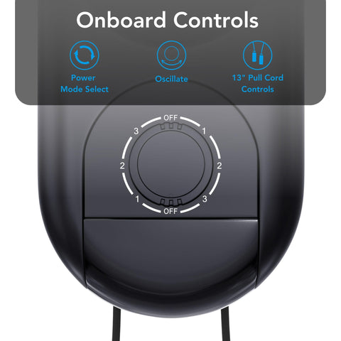Comfort Zone wide-angle oscillation distributes air evenly across the room