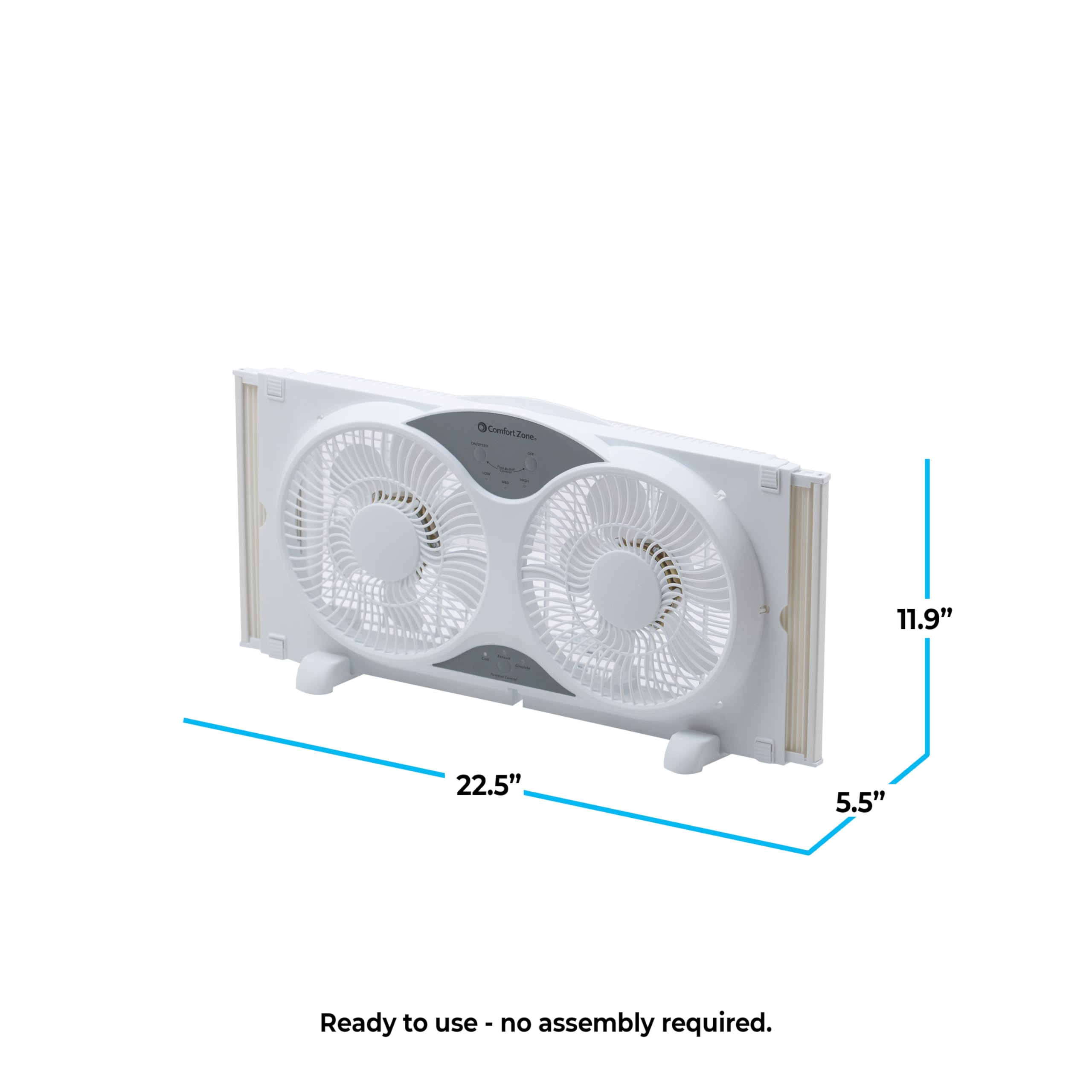 Comfort Zone fabric cover protects the fan when stored.
