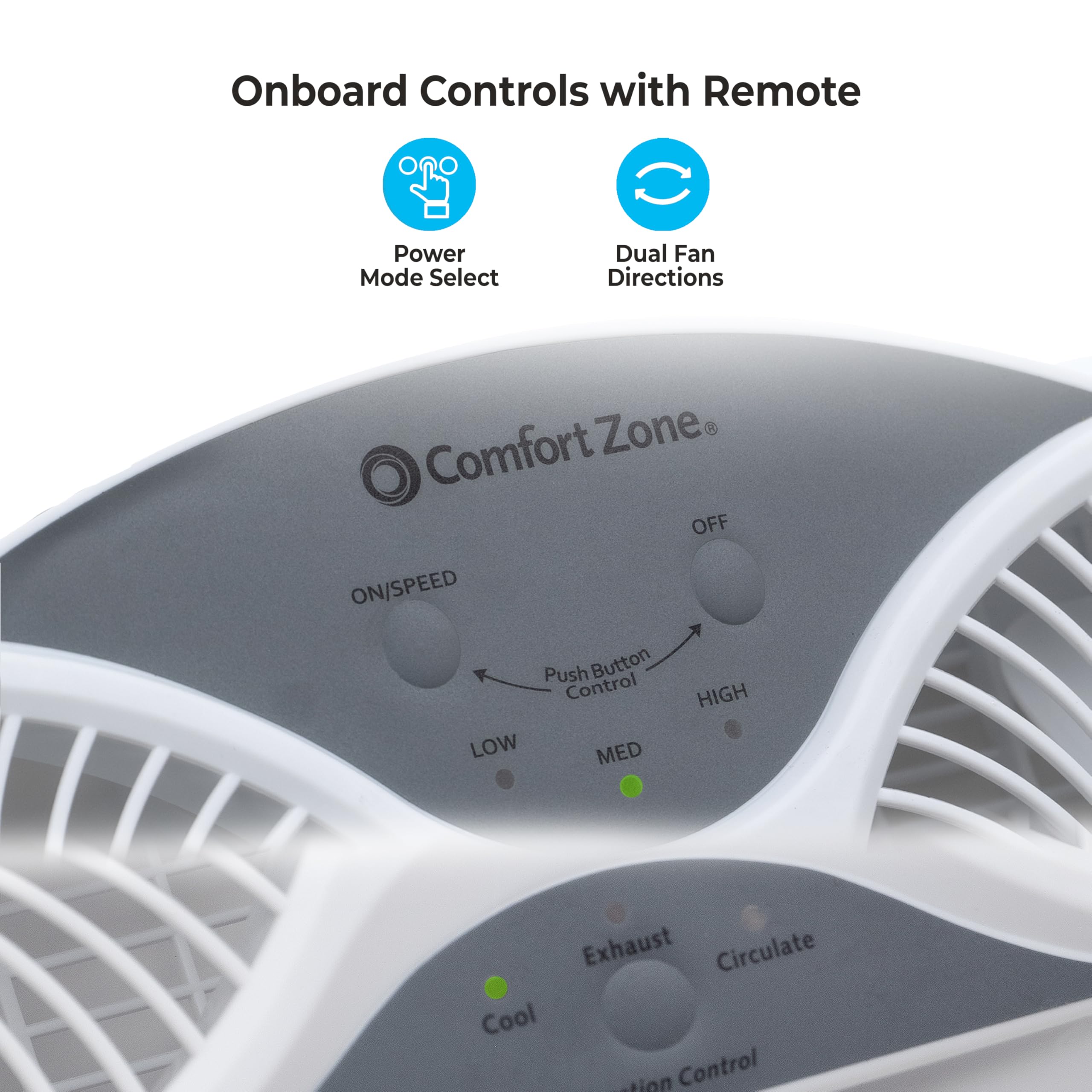 Comfort Zone window fan remote control for convenient operation.