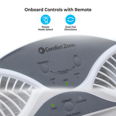 Comfort Zone window fan remote control for convenient operation.