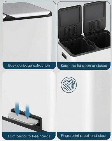 ComfyCorner dual trash bin soft close lid provides quiet closing