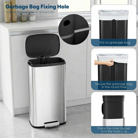 ComfyCorner bag holder and side handles secure bags during disposal.