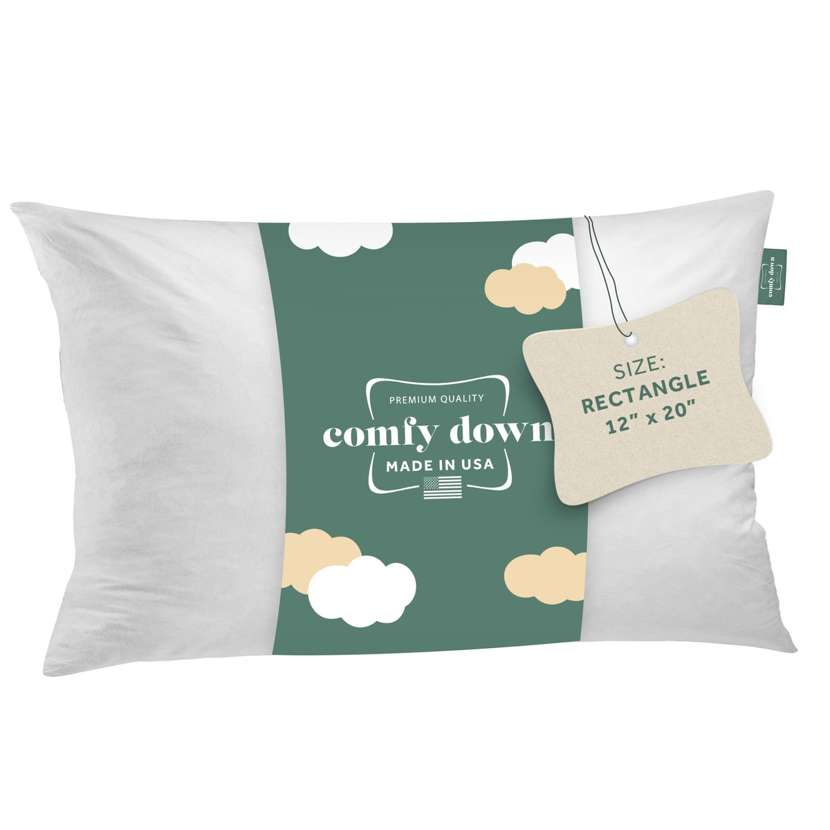 ComfyDown 12x18 pillow insert with plush feather fill for soft, inviting support.