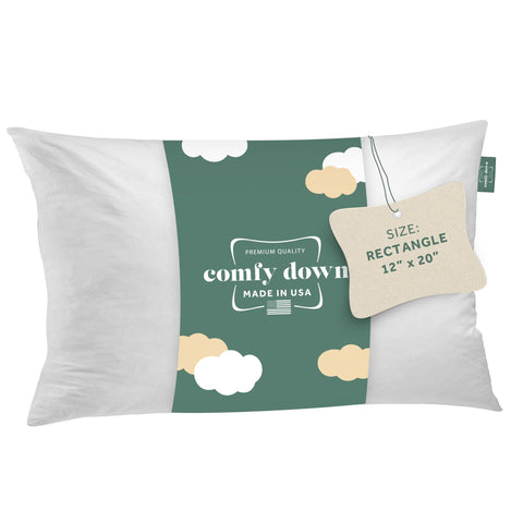 ComfyDown 12x18 pillow insert with plush feather fill for soft, inviting support.