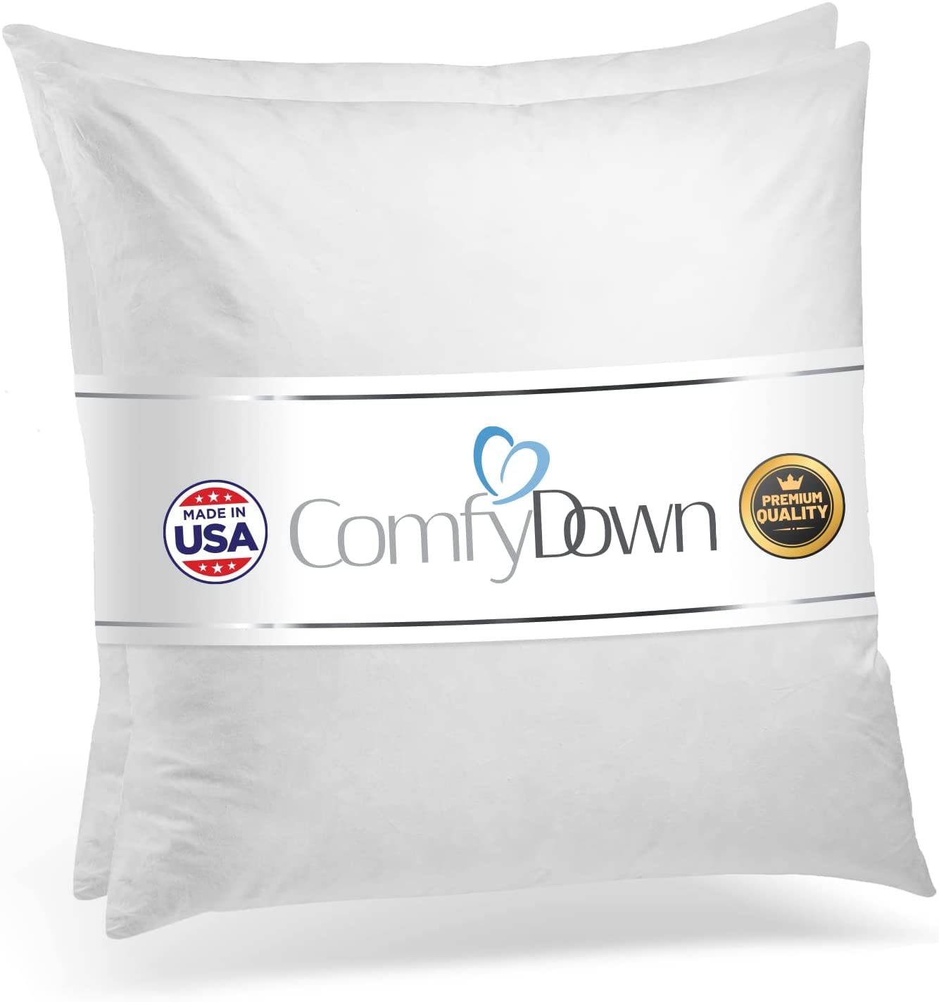 ComfyDown 22x22 insert on couch ready for decorative fluff