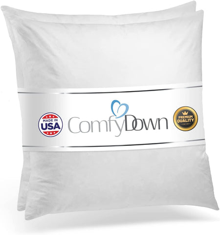 ComfyDown 22x22 insert on couch ready for decorative fluff