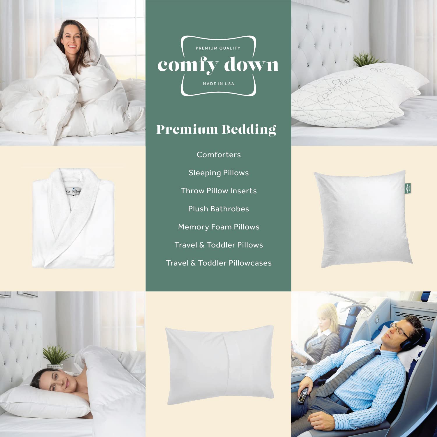 ComfyDown 22x22 insert in sham demonstrates a snug, fluffy fill.