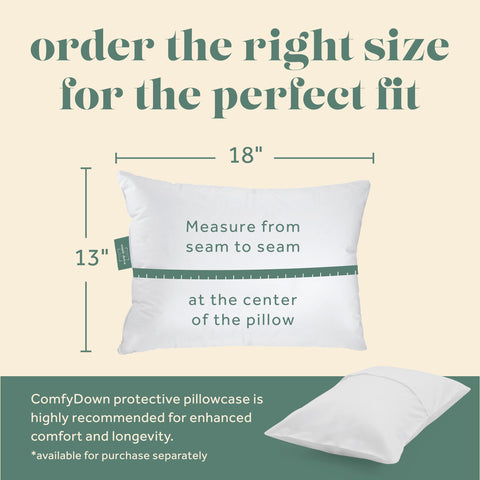 ComfyDown travel pillow packed in bag demonstrates portability for planes and road trips