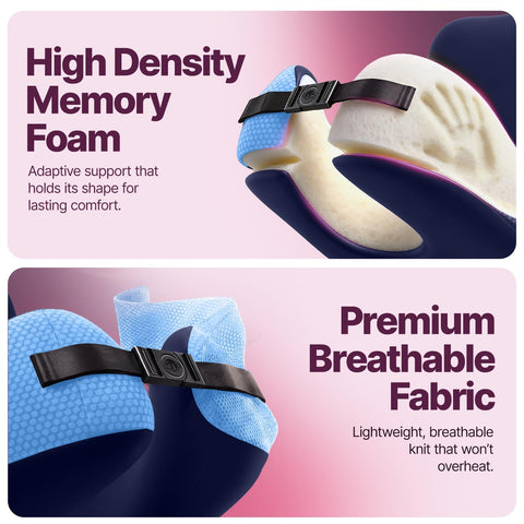 ComfyNap fullrest configuration converts pillow into a plush tray cushion for forward-leaning naps.