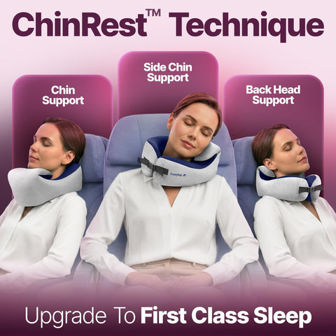 ComfyNap headrest technique provides four positions for side or window seat comfort.