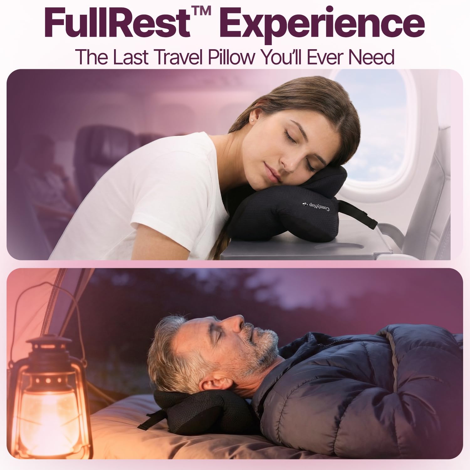 ComfyNap travel pillow on seat offers reliable posture support during travel
