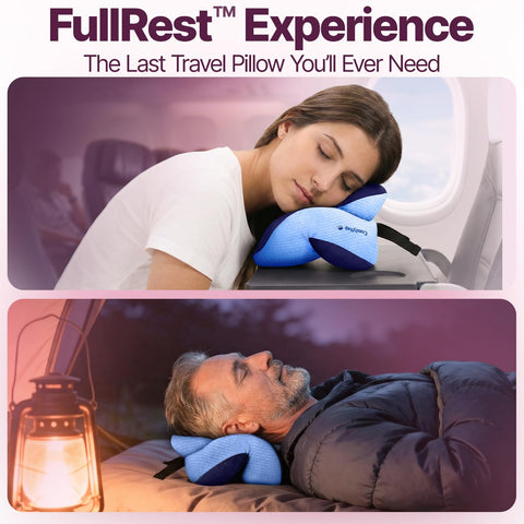 ComfyNap memory foam core offers comfortable, supportive travel experience on long flights.