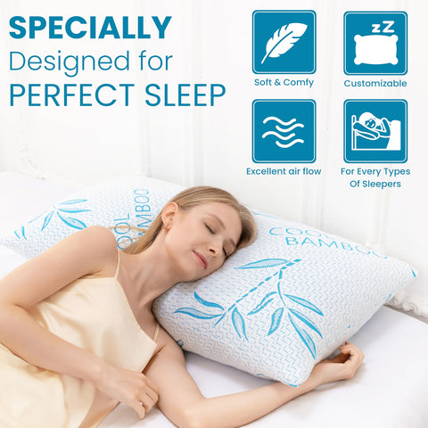 ComfySleep 2-pack adjustable-fill pillow demonstrates customizable height for your sleep style.