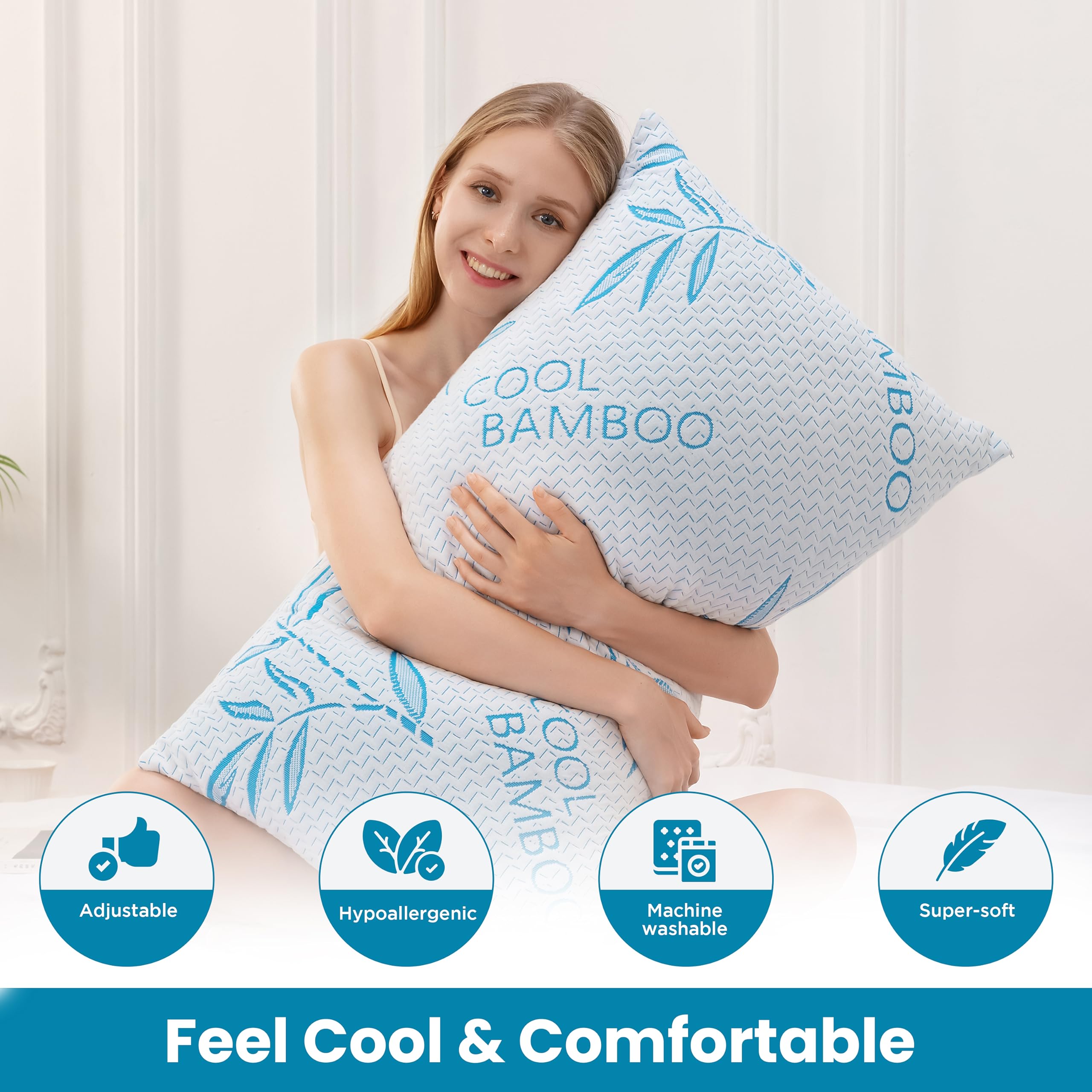 ComfySleep hypoallergenic pillow with removable cover for easy wash.