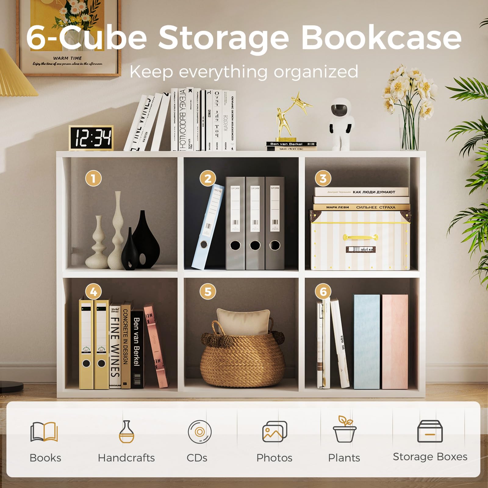 COMHOMA 6-cube storage in a living room provides flexible organization and style.