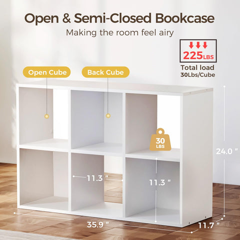 COMHOMA 6-cube storage side view highlights slim profile for small spaces.