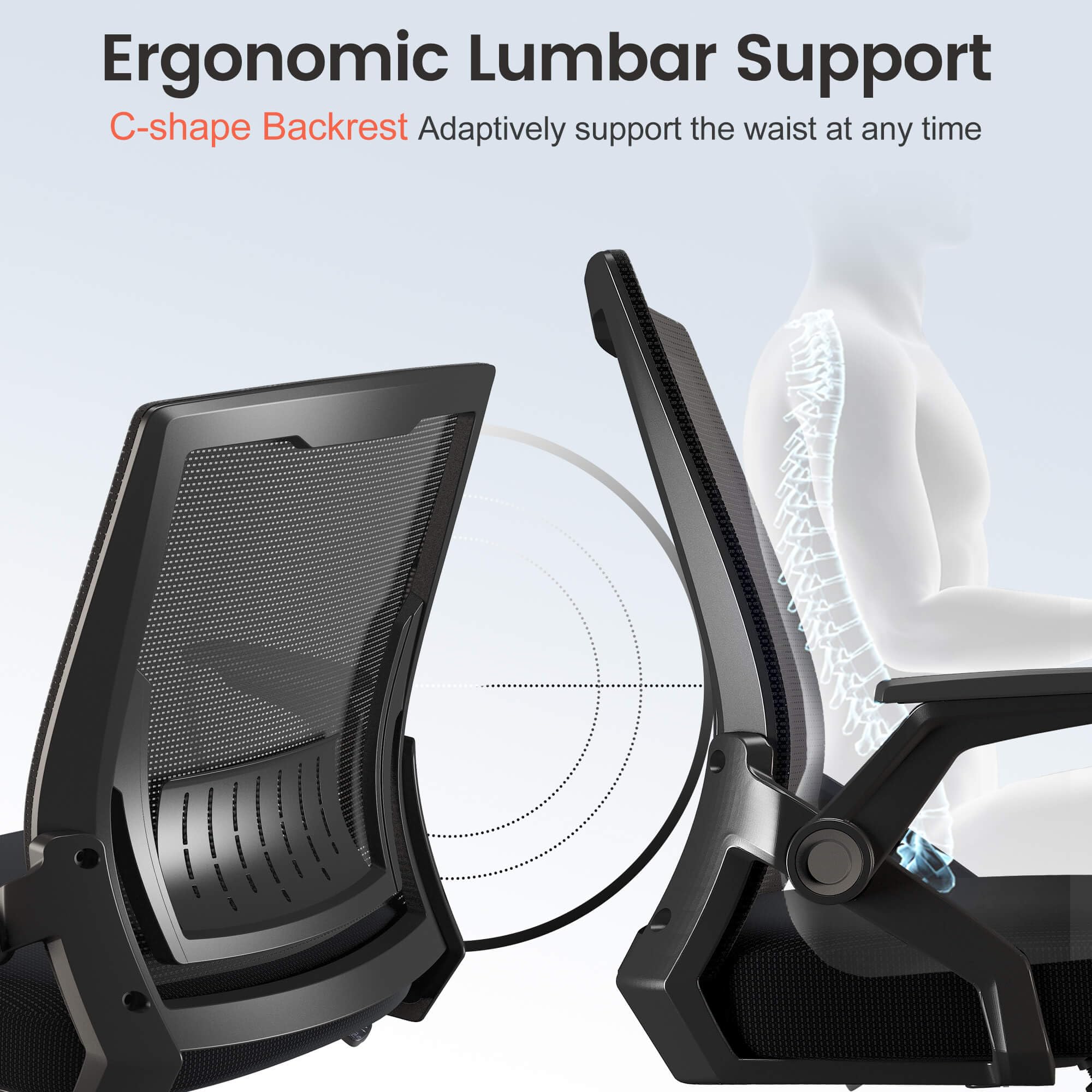 COMHOMA breathable mesh back keeps you cool while seated for hours