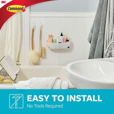 Command bath set water resistant strips secure in humid bathrooms.