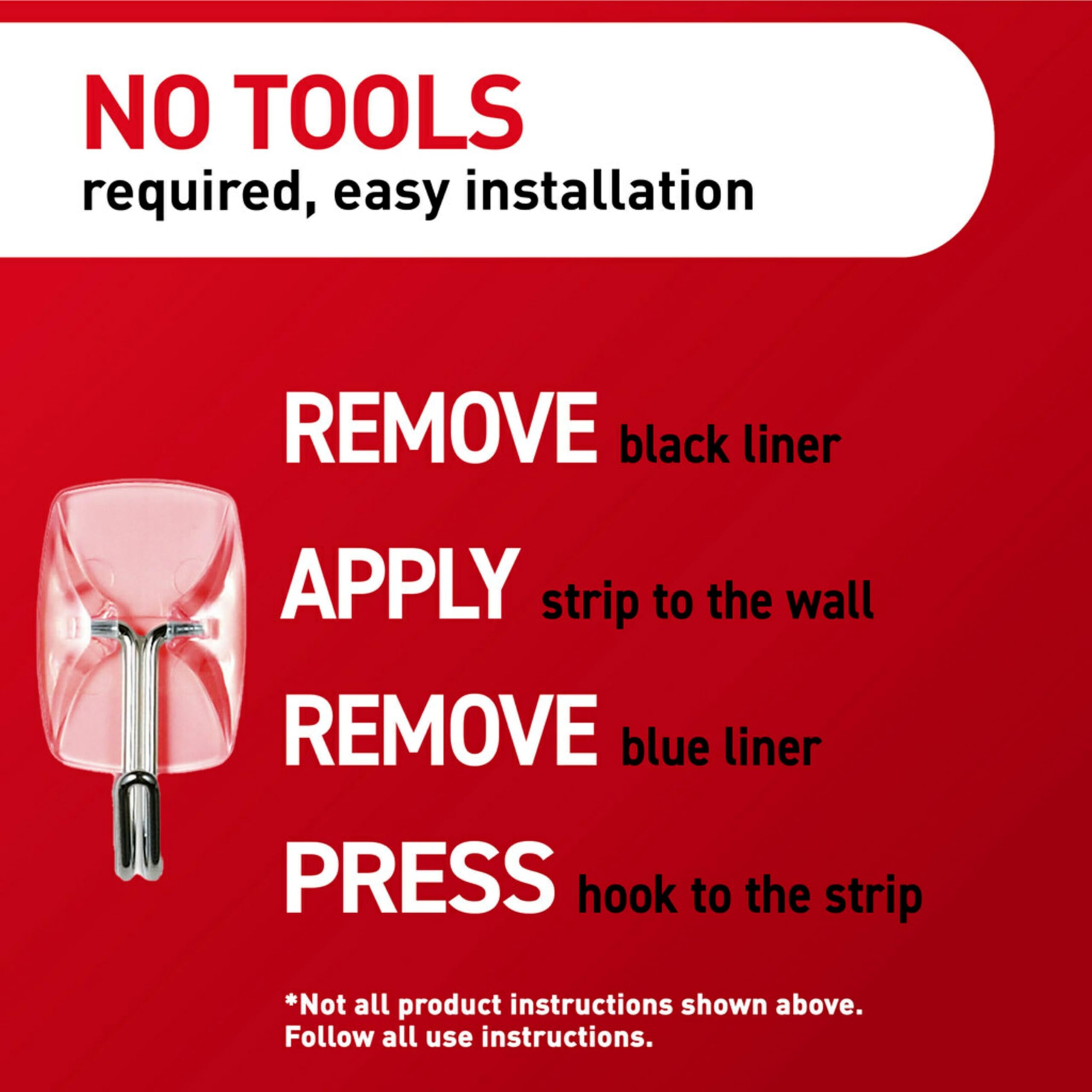 Command Clear Small Wire Toggle Hook holds cleaning tools for clutter-free spaces.