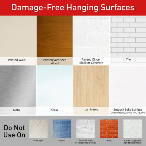 Command works on smooth surfaces like painted walls and tiles.
