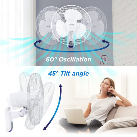 Commercial Cool wall fan delivers 60° oscillation to reach every corner