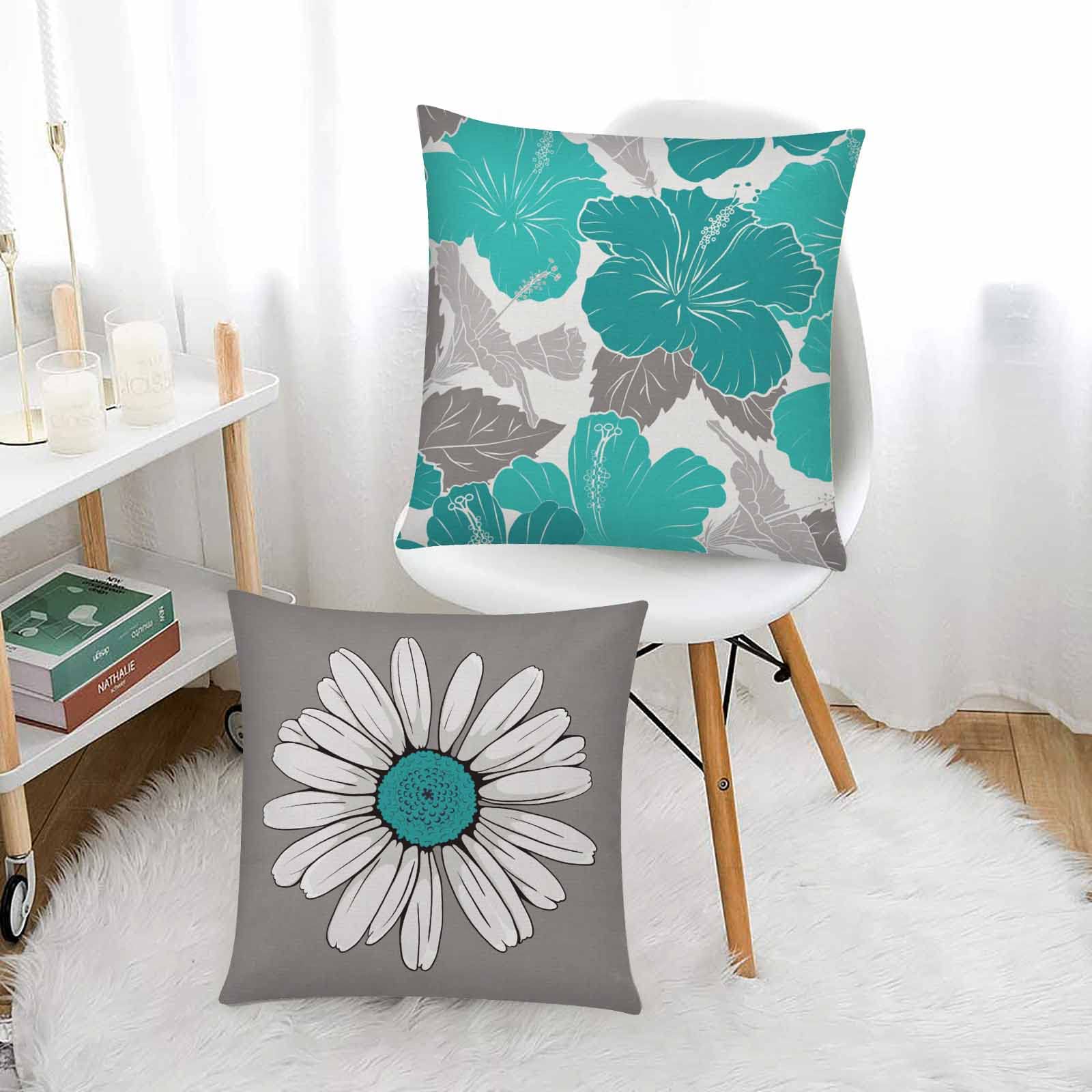 COMMINY teal grey pillow cover outdoor-ready for patio, adding color to outdoor seating