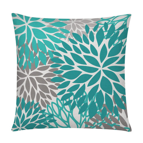 COMMINY daisy motif on teal grey pillow cover packaged for gifting or unboxing