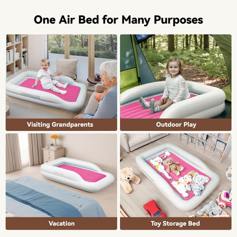 COMMOUDS portable travel bag keeps the bed organized between trips.
