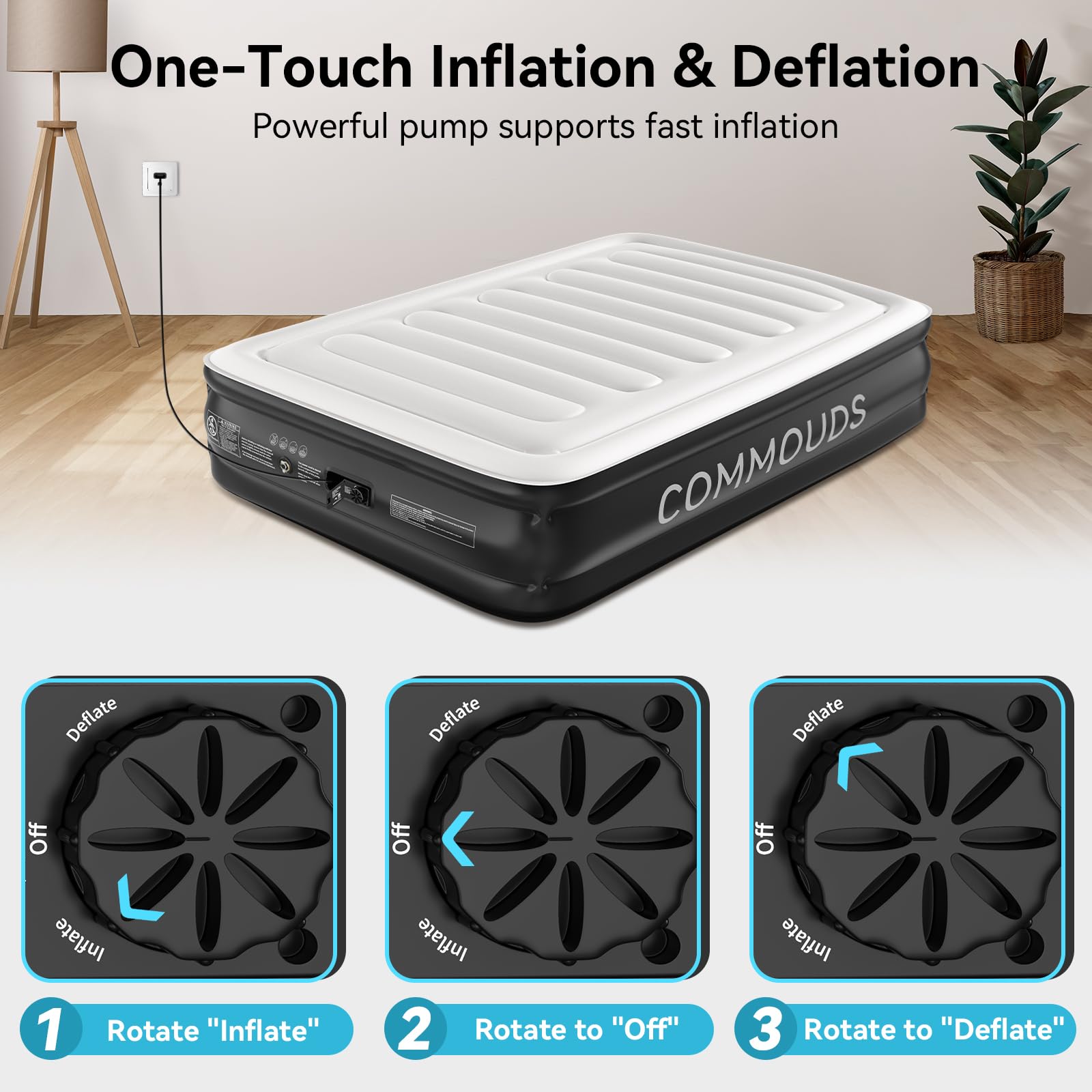 COMMOUDS Queen air mattress supports up to 660 lbs without sagging.