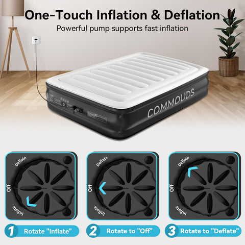 COMMOUDS Queen air mattress supports up to 660 lbs without sagging.