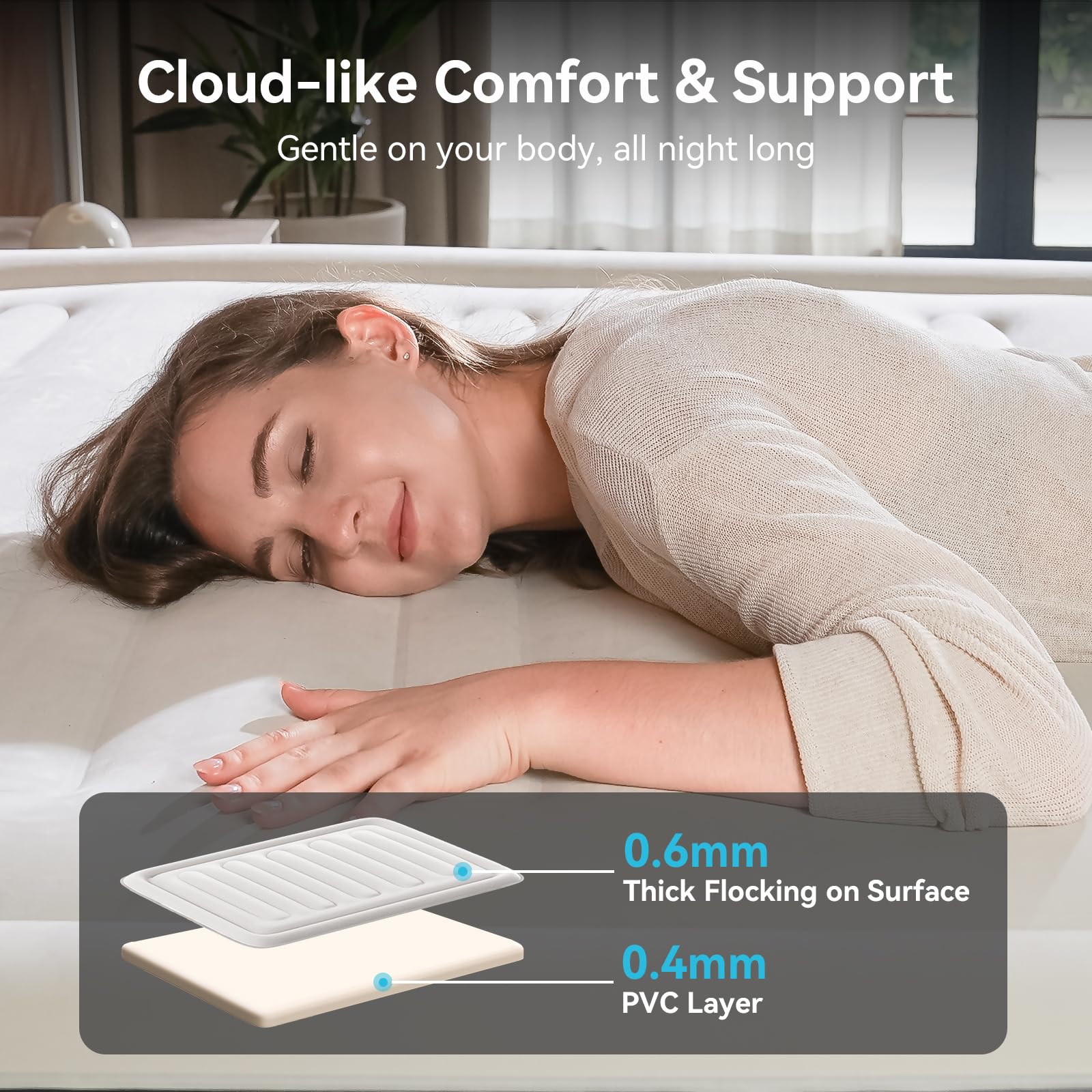 COMMOUDS one-touch inflation offers quick setup for home or camp.