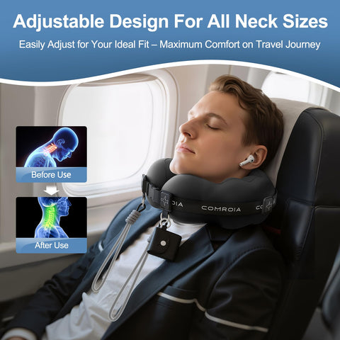 ComRola hands-free design lets you carry the pillow or attach to luggage.