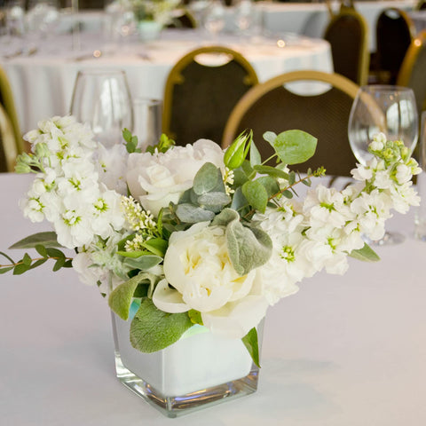 Comrzor square glass vase 4-inch clear crystal clarity for bright arrangements.