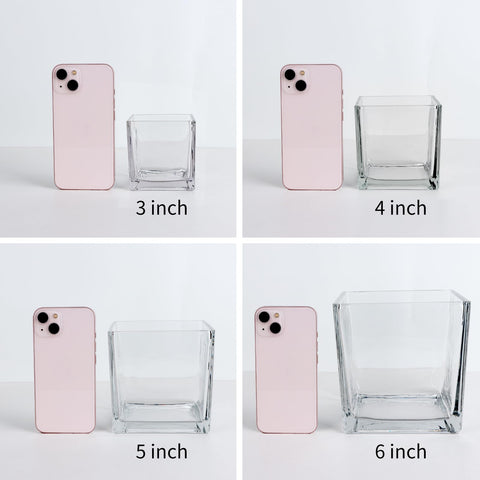 Comrzor square vases top view emphasizes compact footprint for tight tables
