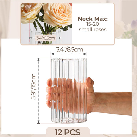ComSaf centerpiece vase clear ribbed for weddings and festive tables