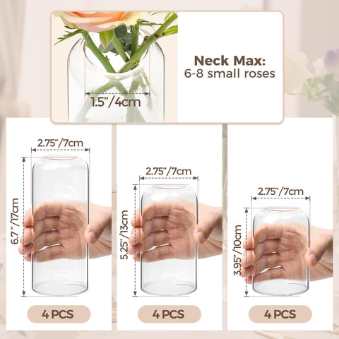 ComSaf glass vase bulk decor clear, enhances home or event displays.