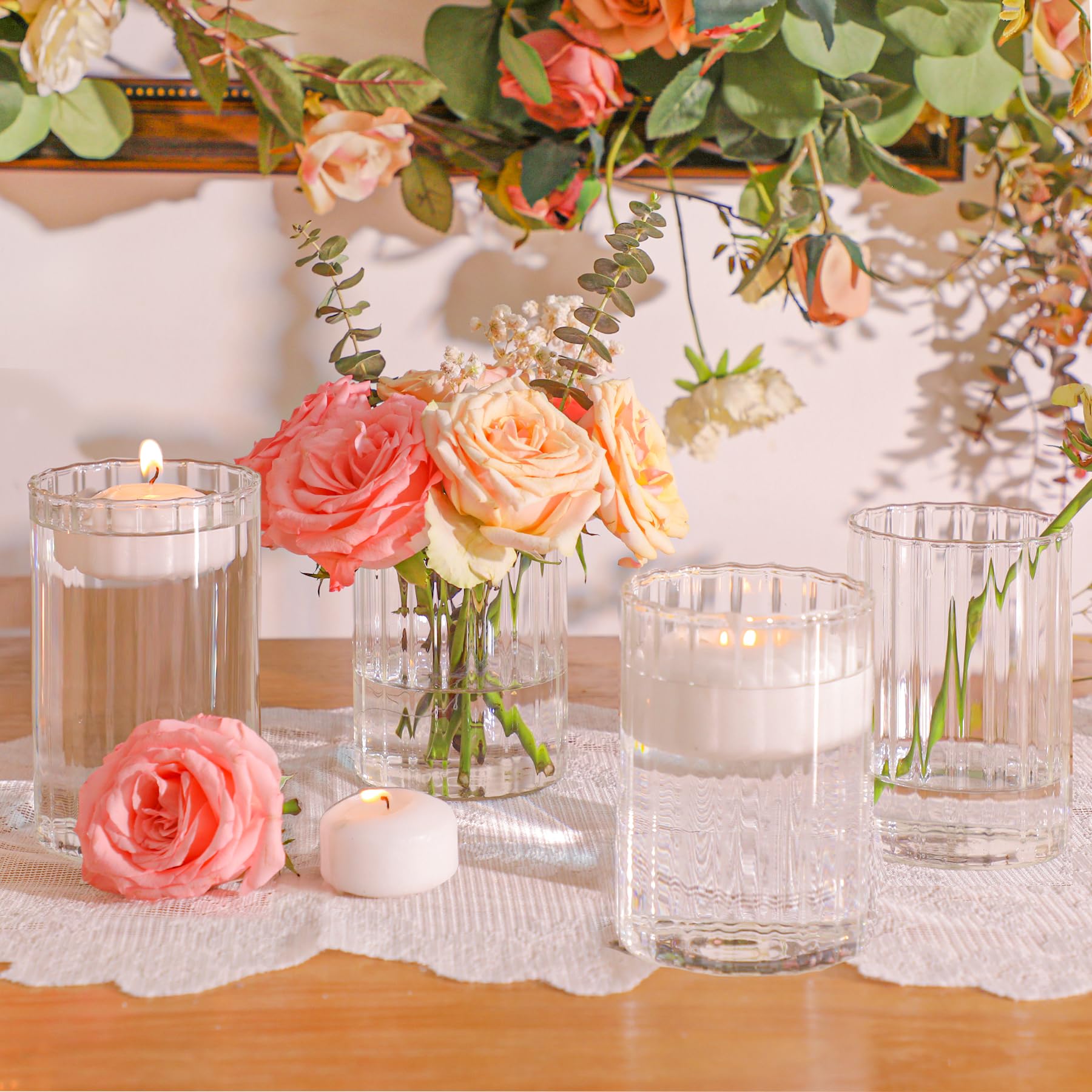 ComSaf hurricane candle holder vase adds ambient lighting to events and home