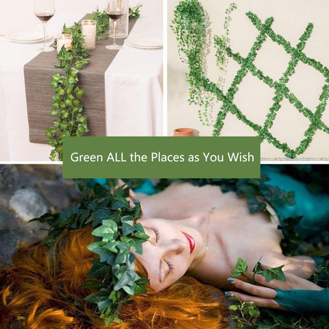 Comtelek artificial ivy garland with clip simplifies outdoor arch decoration.