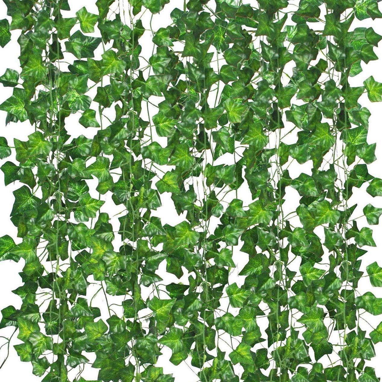 Comtelek fake ivy garland 7ft on a wall enhances natural ambiance.