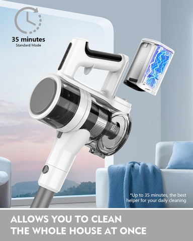 Comvtu cordless vacuum demonstrates 180-degree rotation for tight spots